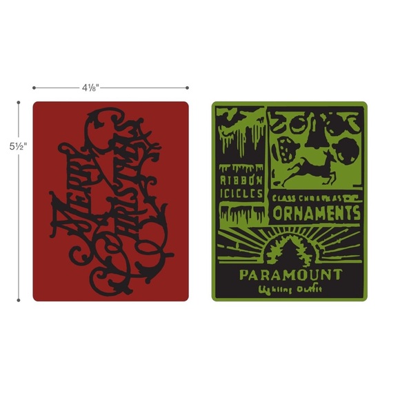 Tim Holtz Texture Fades Embossing Folders 2PK-Merry Christmas & Vintage Holiday - Picture 4 of 4